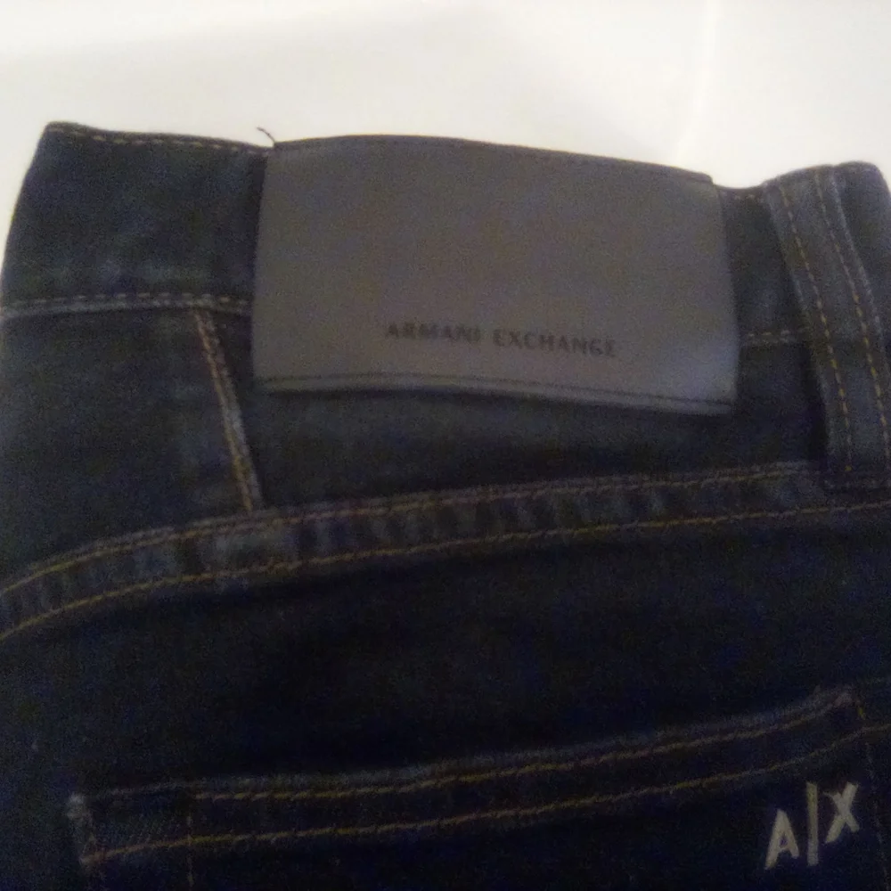 Armani Exchange A/X Straight Jambe Droite Jeans Size 31 99% Cotton Dark Blue - Picture 11 of 12